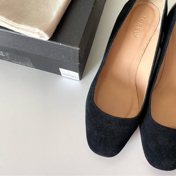 J Crew black suede pumps with stamped croc heel 7.5 IN BOX - Picture 16 of 17